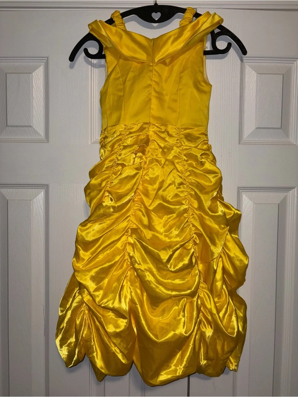 Girls Yellow Belle inspired Princess Ruched Satin Dress girl size 6